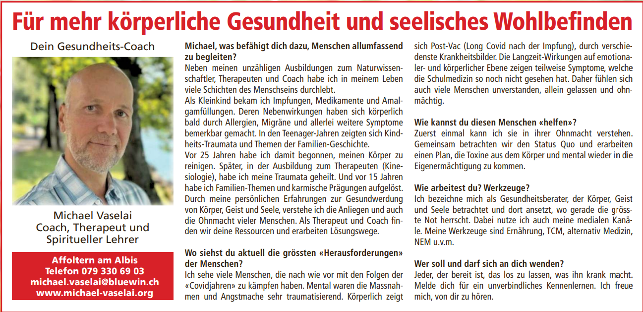 Michael Vaselai Therapeut, Coach und spiritueller Lehrer