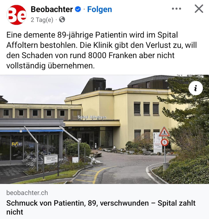 Wiederholte  miese Klauerei im Spital Affoltern a.A. mit Ober-CEO Stefan Gyseler